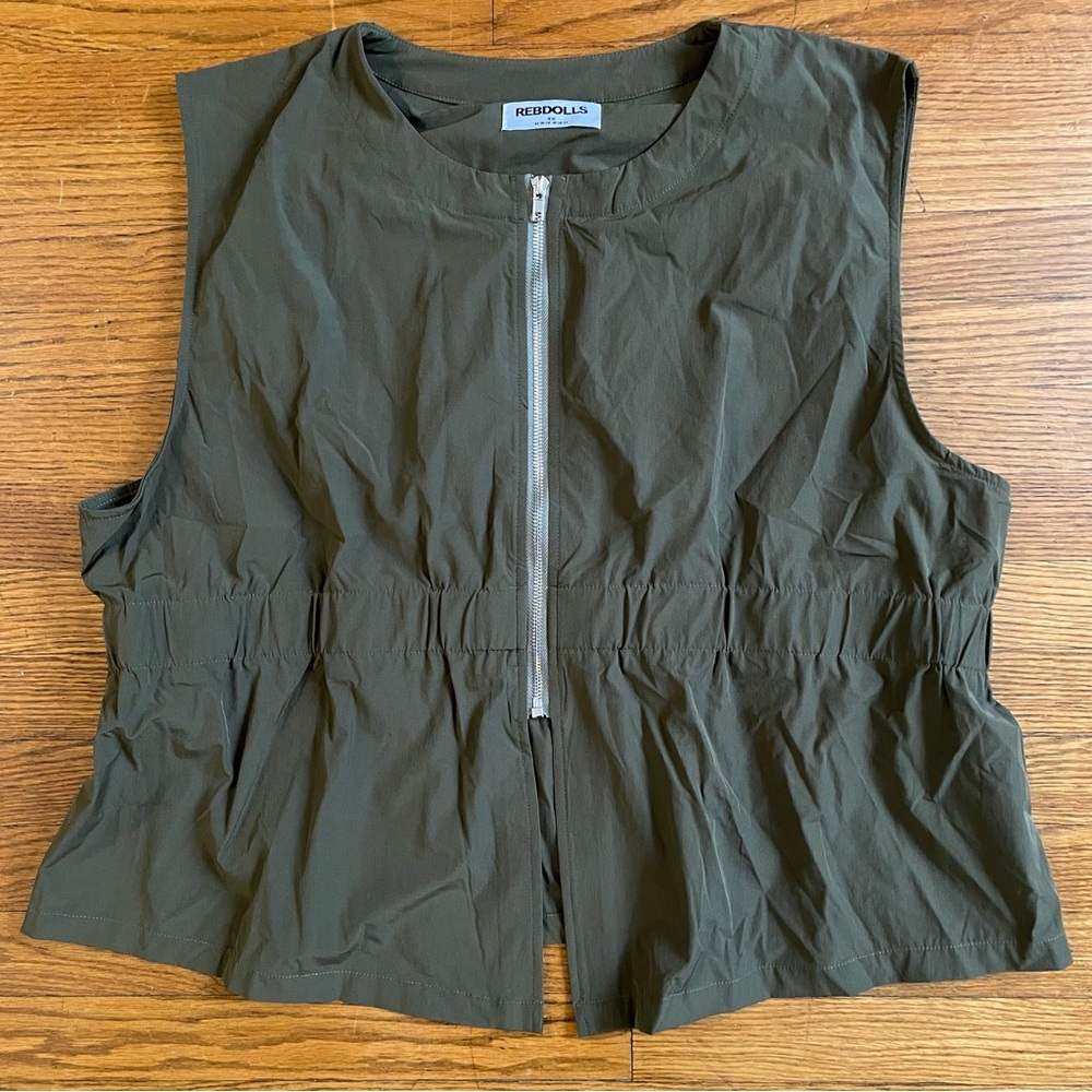 Rebdolls Green Zip-Front Sleeveless Vest Tank Top
